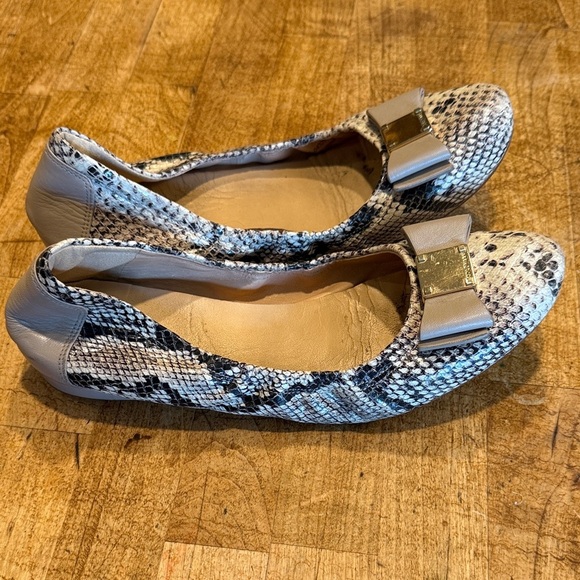 Cole Haan Snakeskin Print Flats with Bow - Picture 2 of 4